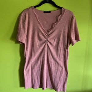 NWOT Uodim Pink Ribbed Short Sleeved Shirt Top Size 2XL